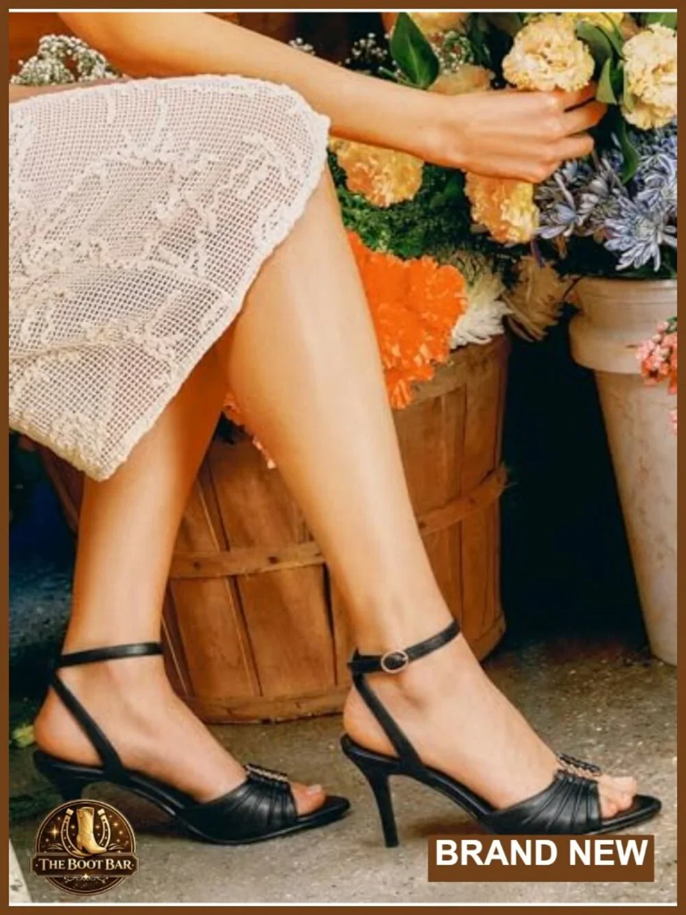 Pointed Peep Toe Stiletto Heeled Sandals with Adjustable Ankle Strap - PU